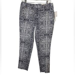 Anne Klein Slim Ankle White and Blue Pants Women's Size 6 NWT